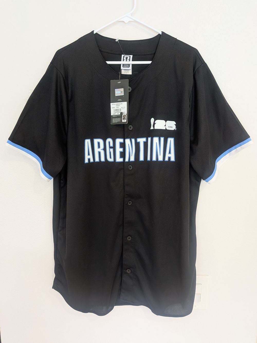 FIFA Argentina 2026 World Cup Soccer Jersey L Black NWT Official Licensed